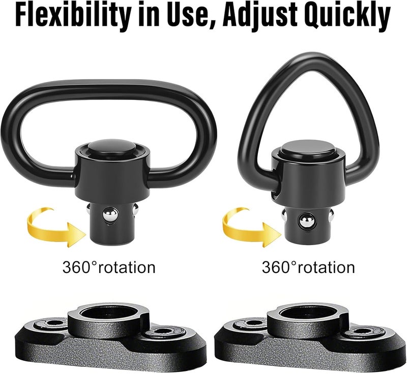 NEATABY Quick Detach Sling Swivel Attachments, Heavy Duty Button-Operated Mount, Two Point and Traditional Sling Swivel, Black - Image 4